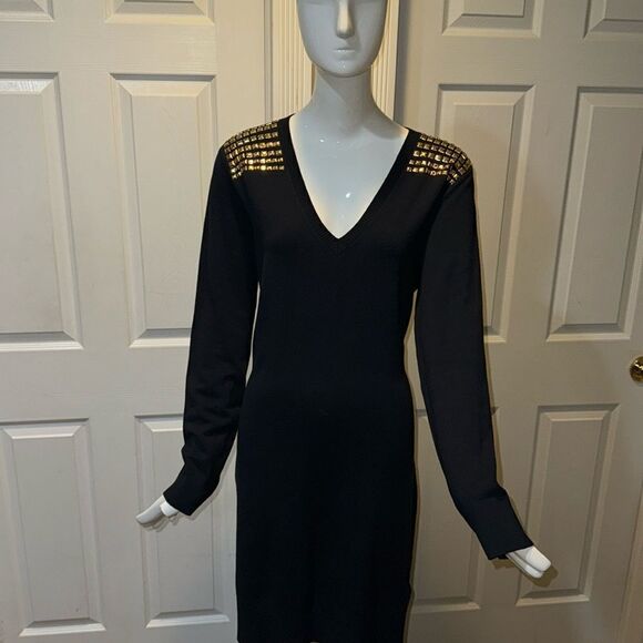 MICHEAL KORS STUDDED  V NECK ASTOR DRESS - Picture 2 of 11